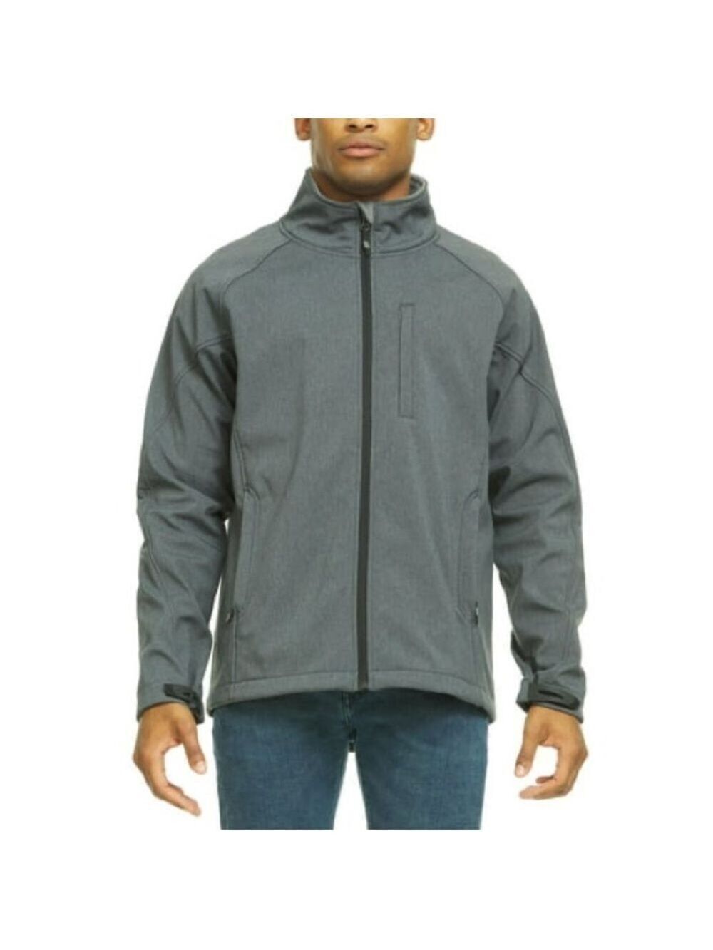 Swiss Tech Textured Soft Shell Water Resistant Fleece Lined Jacket in Grey